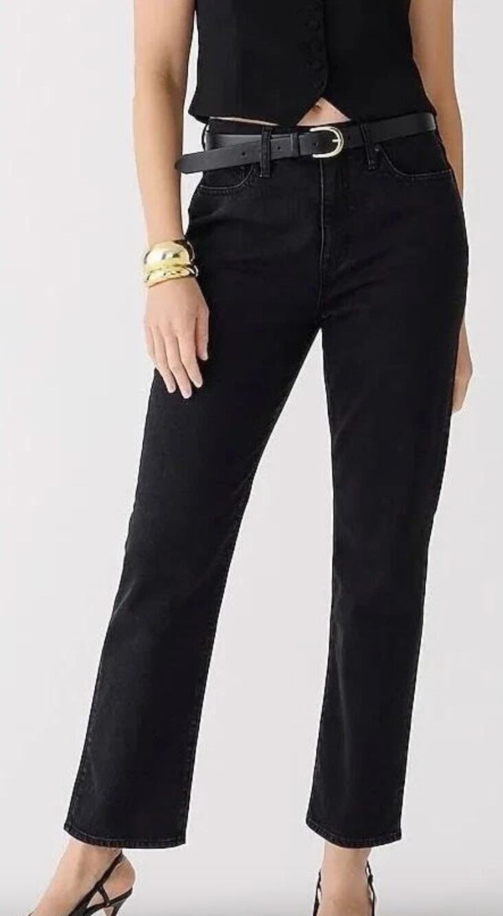 J.Crew Classic Straight Jean Washed Black Stretch High Rise Organic US 31 NWT